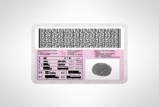 South African driver's licence — restrictions and vehicle categories